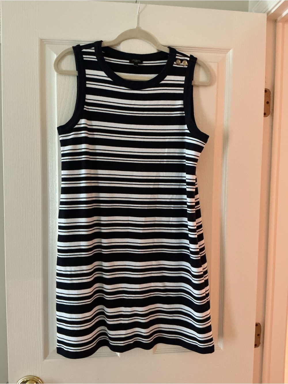 Talbots Black & White Striped Sleeveless Dress